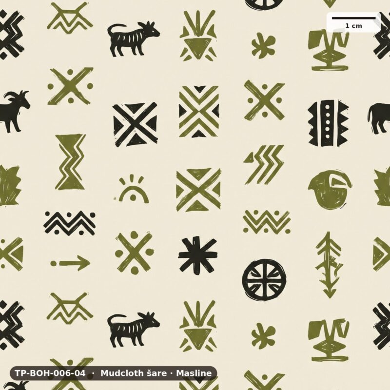 Mudcloth šare · Masline – TP-BOH-006-04