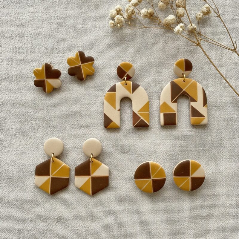 Tangram · Senf i braon – primer minđuša