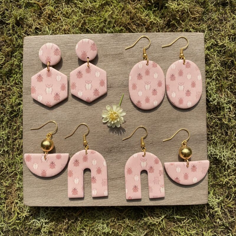 Bube vintage · Pudrasto roze – primer minđuša