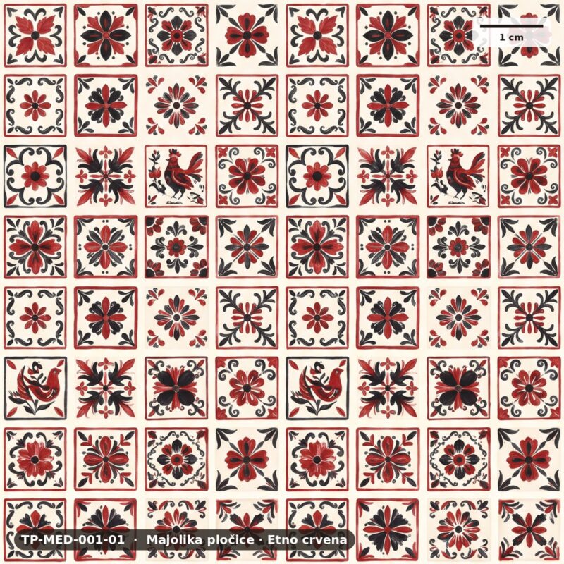 Majolika pločice · Etno crvena – TP-MED-001-01