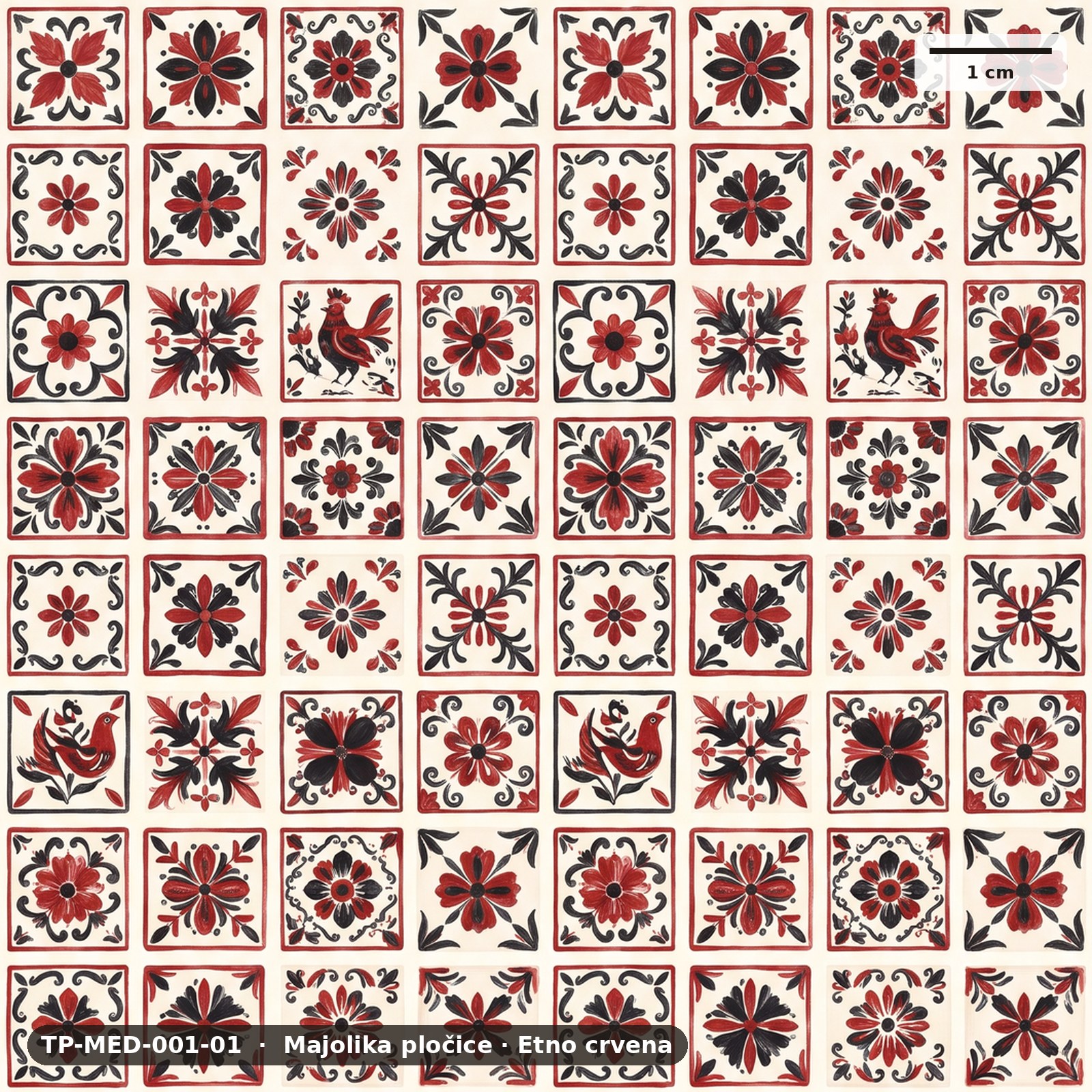 Majolika pločice · Etno crvena – TP-MED-001-01