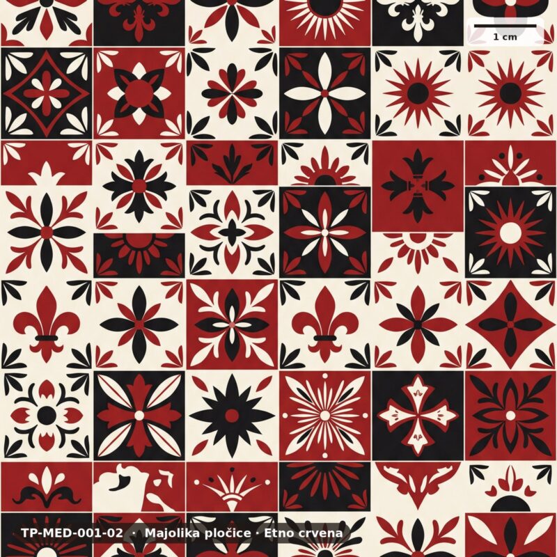 Majolika pločice · Etno crvena – TP-MED-001-02
