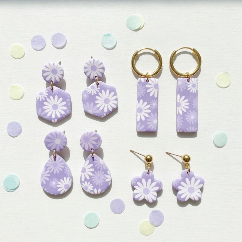 Pastel rade · Lavanda – primer minđuša