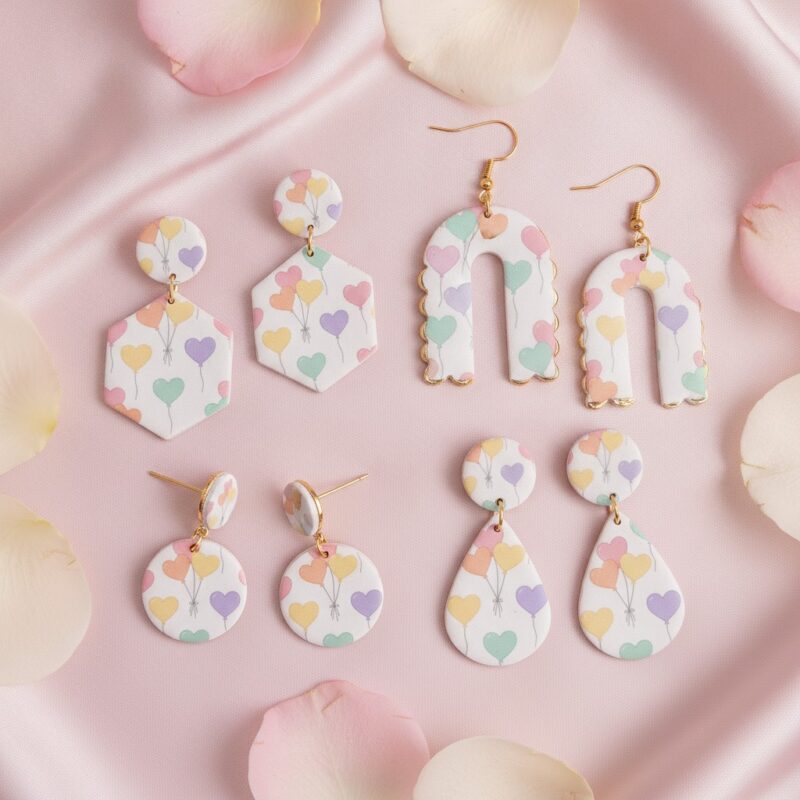 Baloni srca · Duga pastel – primer minđuša